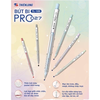 [MUA LẺ] Bút Bi Pro 027 Ngòi 0.5 mm Thiên Long TL-105 bút màu Pastel thời trang, VIẾT SIÊU ÊM