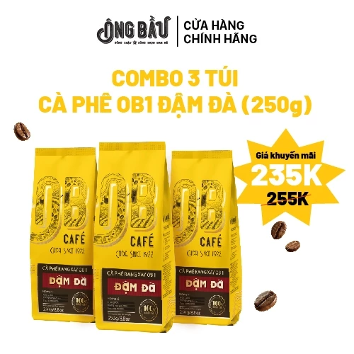 COMBO 3 TÚI - CÀ PHÊ OB1 ĐẬM ĐÀ (250G)