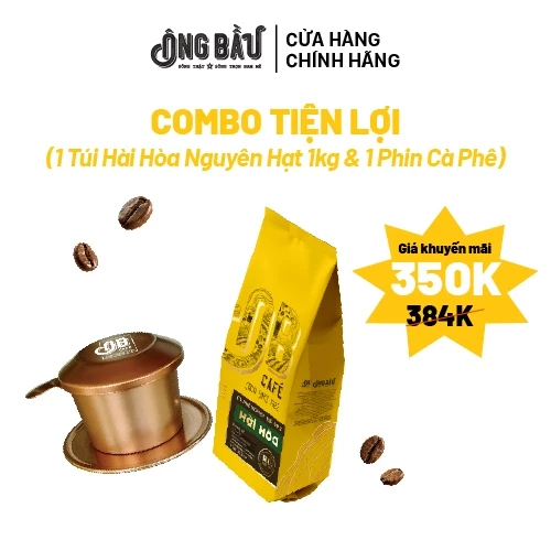 COMBO (1 TÚI HÀI HÒA NGUYÊN HẠT 1KG & 1 PHIN CÀ PHÊ)