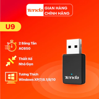 Bộ Chuyển Đổi USB WiFi Tenda U9 Chuẩn AC Tốc Độ 650Mbps - Hàng Chính Hãng