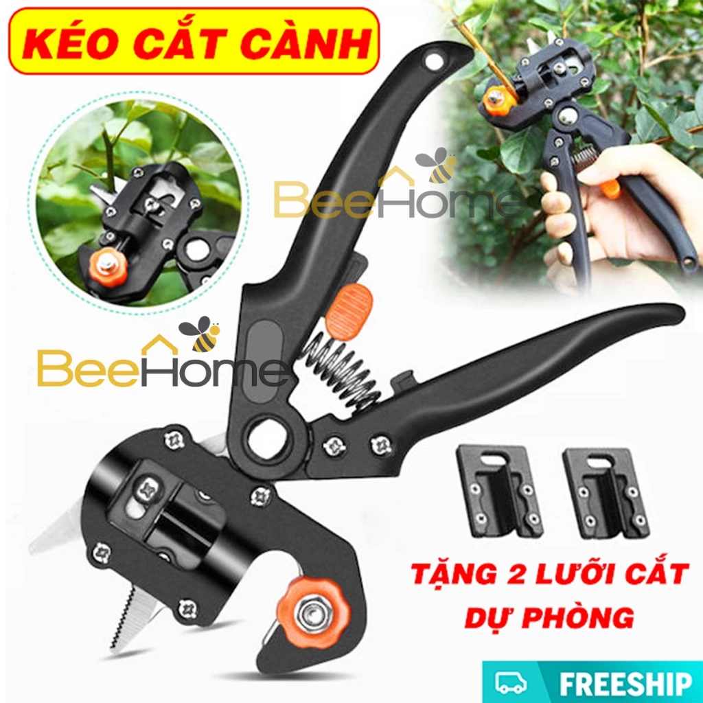 Kéo ghép cành, chiết cành, ghép cành, tỉa cành cây chuyên dụng- tặng kèm 2 lưỡi cắt và trụ đỡ
