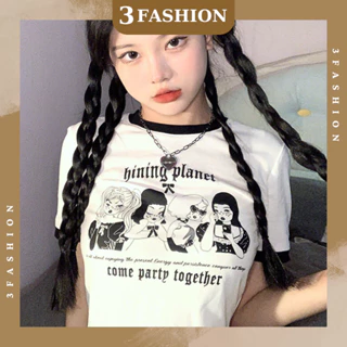 Áo croptop 3Fashion tay ngắn ôm body áo babe tee vải thun co giãn thoáng mát 3Fashion - A59