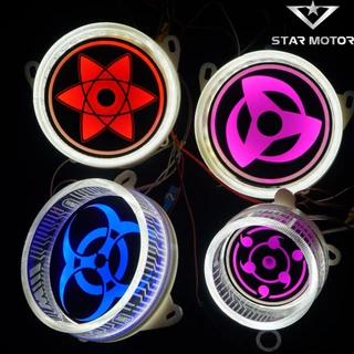 Mặt Led xoay Sharingan kèm vòng 3D độ lé đèn bi cầu, gắn Demi xe điện xe máy oto