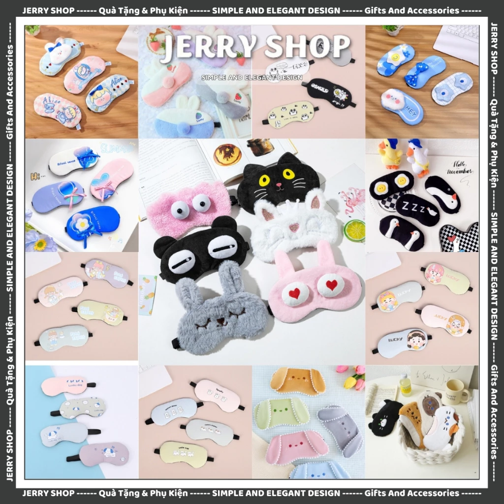 Bịt Mắt Che Mắt Ngủ Có Túi Gel Massage, Hình Thú cute Enjoy - Jerry Shop