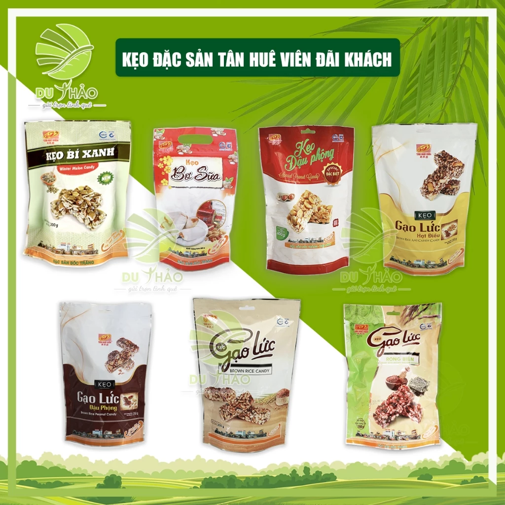 Bánh kẹo đặc sản đãi khách bao bì riêng biệt từng viên, kẹo gạo lức, kẹo đậu phộng Tân Huê Viên, kẹo tết 2024