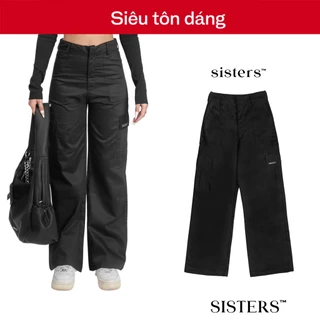 Quần túi hộp nữ SISTERS ống suôn vải kaki màu đen Fit SIS-CLUB  | SS-Q37