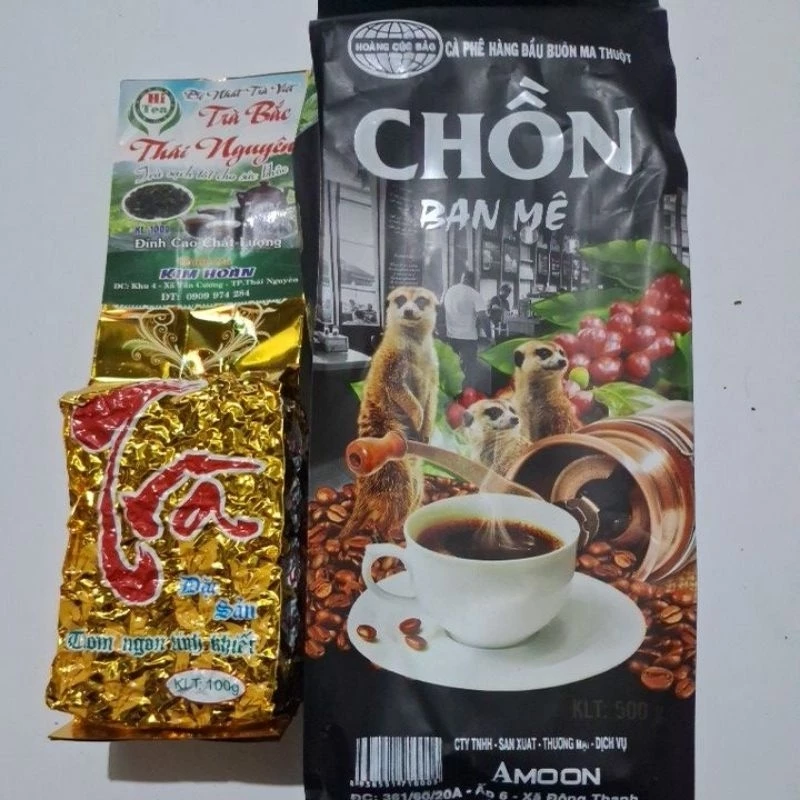 Cà phê chồn ban mê 500g+1goi trà thái nguyên vàng100g