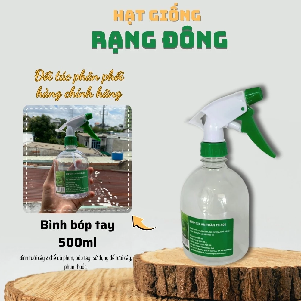 Bình Tưới Cây 500ml - Bình bóp tay, 2 chế độ phun, dùng để xịt thuốc, xịt côn trùng, xịt tóc  - Hạt giống Rạng Đông