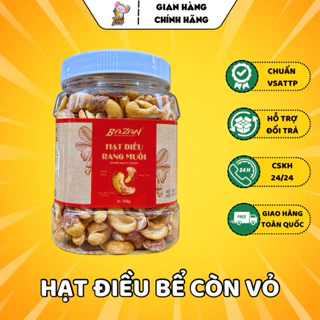 [BAZAN] 500G Hạt Điều Bể Rang Muối CÒN VỎ LỤA Bình Phước - Hạt Dinh Dưỡng A+ Loại 1 Hàng Xuất Khẩu