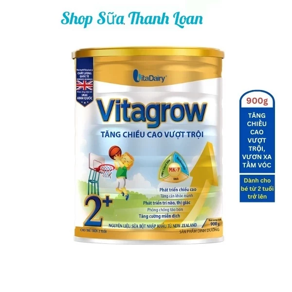 [HSD T7-2025] Sữa Bột VitaDairy Giúp Tăng Chiều Cao VitaGrow 2+ 900g.