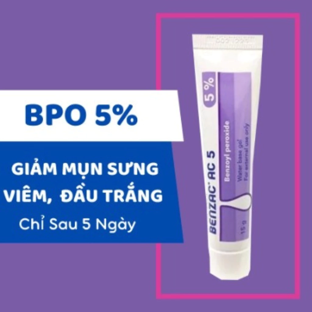 Kem giảm mụn Benzac AC 5% Benzoyl Peroxide - Galderma chính hãng