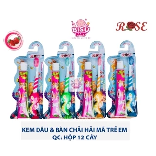 Bàn chải đánh răng Hải Mã và kem đánh răng hương Dâu cho bé ROSE