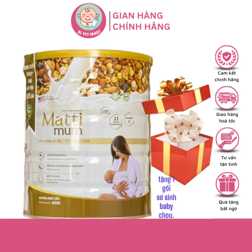 Sữa hạt lợi sữa Matti Mum⭐ [ CHÍNH HÃNG ] ⭐bổ sung 100% đạm thực vật cho mẹ sau sinh - Hộp 650g