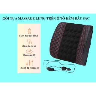 Gối tựa lưng massage trên ô tô, xe hơi loại bọc da cao cấp- Đệm massage lưng chống mệt mỏi trên xe ô tô- Điện 12v ô tô