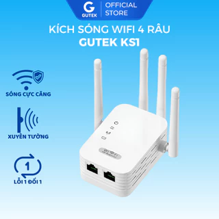 Kích sóng wifi 4 râu Gutek KS1 tốc độ 300mbps phát xuyên tường kết nối xa sóng mạnh