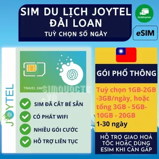 Sim du lịch Đài Loan JOYTEL tốc độ cao 4G dung lượng nhiều hỗ trợ giao nhanh và esim