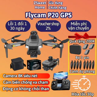 Flycam, Máy bay điều khiển từ xa P20 Pro Max pin 3500mAh bay liên tục 40p, Play cam tích hợp 4 Camera full HD 8K