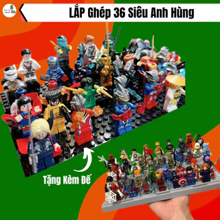 Lắp ghép 36 nhân vật siêu anh hùng Marvel, mô hình đồ chơi lắp ráp Mini Figure tặng kèm đế gắn 36 chi tiết