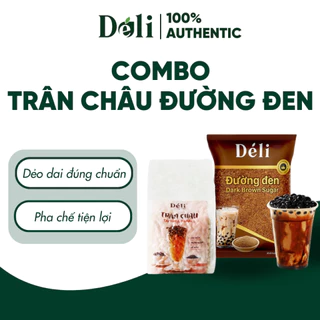 Combo trân châu đường đen hạt Déli, trân châu dẻo dai thích hợp pha chế trà sữa