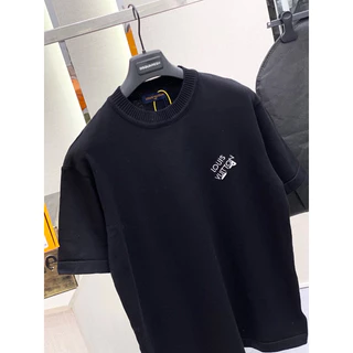 Áo phông len - Louis Vuitton - LV Signature Black Knit new