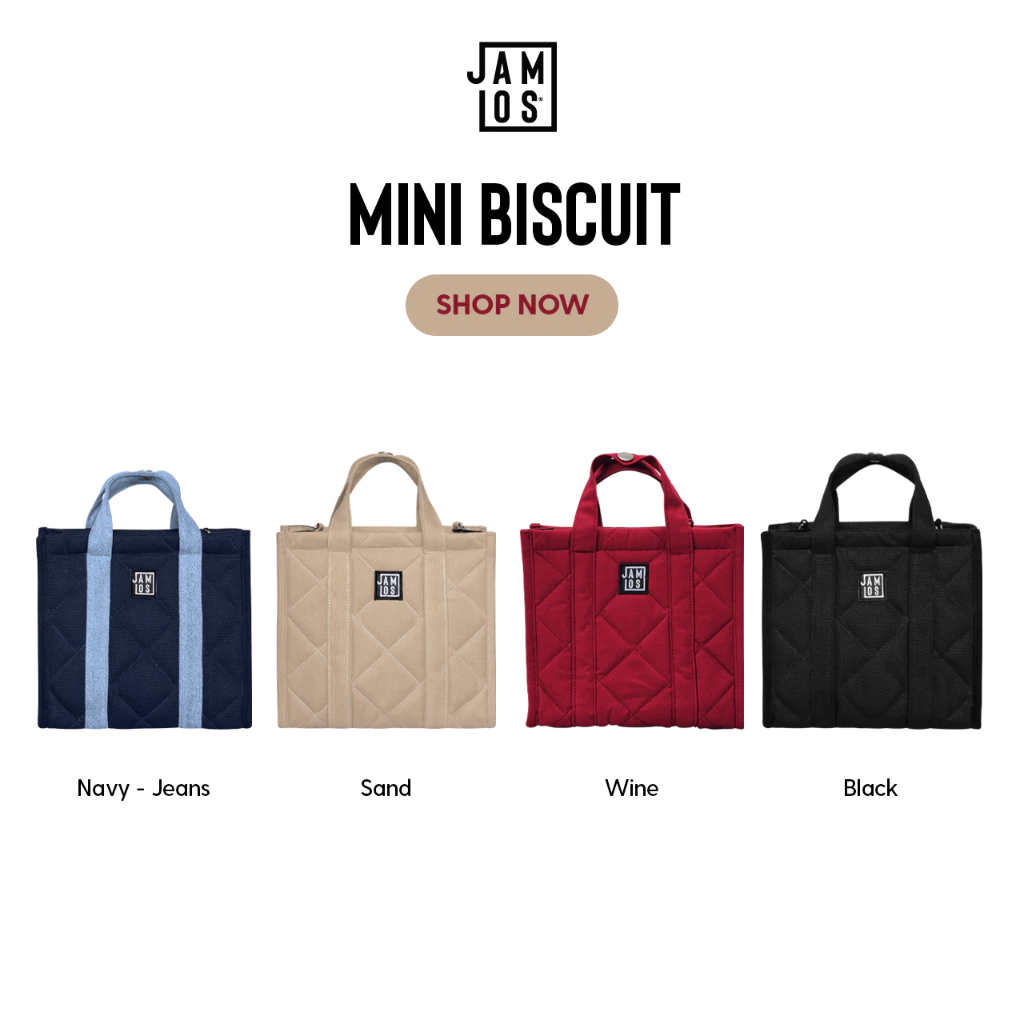 Jamlos Mini Biscuit - Túi chần vải canvas đeo chéo và balo hình vuông