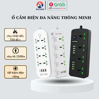 Ổ Cắm Điện Đa Năng Thông Minh A1CURA,Chịu Tải 3000W,Chống Cháy Nổ,Quá Tải Tự Ngắt,Dây 2m,Kèm Cổng Sạc USB TypeC