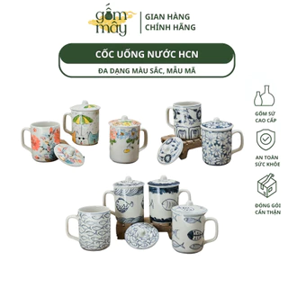 Cốc Gốm Sứ Uống Nước Có Nắp Và Quai Đa Dạng Mẫu Mã| Thích Hợp Làm Quà Tặng| Cốc Gốm Tráng Men GMC72 - Gốm Mây Official