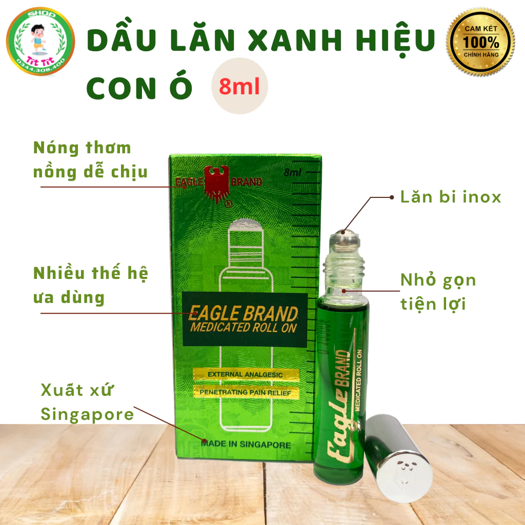 Dầu Lăn Con Ó Xanh 8ml - Singapore