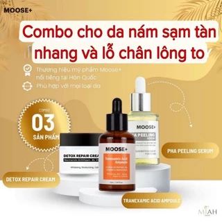 Combo cho da nám sạm: Peel da moose +serum nám moose+kem moose giúp sáng da xóa nám hạn sử dụng 2026