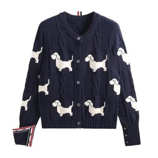 Áo khoác cardigan cún con cổ tròn xoắn dệt kim (ảnh thật ở cuối)