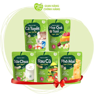 Bánh ăn dặm Mămmy vị rau củ, phô mai, trái cây, cá tuyết, sữa chua giòn tan, vừa tay bé (gói 25g)