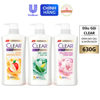 Dầu Gội Đầu Clear Mát Lạnh Bạc Hà | Hoa Anh Đào | Sạch Gàu Ngứa - Chai 630G