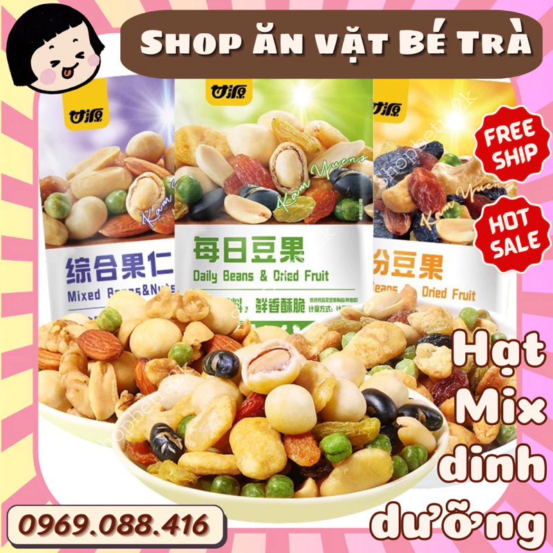 Gói Hạt Mix Dinh Dưỡng GANYUAN , Hạt Dinh Dưỡng Mix Trái Cây Sấy Giòn, Hạt Ngũ Cốc Sấy Khô Tẩm Vị Nội Địa (gói 30gr)