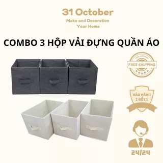 COMBO 3 Hộp Vải Đựng Đồ Đa Năng Hàng Cao Cấp VNXK - Thùng Đựng Quần Áo Gấp Gọn Có Quai Xách Tiện Lợi