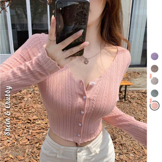 [Bigsize 45-75kg / Order] Áo thun croptop nút trái tym tay dài tao nhã