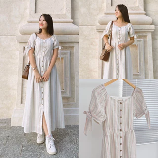 Đầm Sơ Mi Cổ Vuông Vintage - Mia Dress