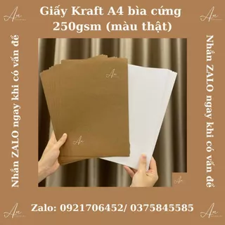 Giấy Kraft A4 bìa cứng loại 250gsm, giấy làm thiệp handmade, trang trí hộp quà, scrap book (set 5 - 10 - 20 tờ)