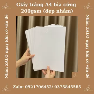 Giấy trắng A4 bìa cứng loại 200gsm, giấy làm thiệp handmade, trang trí hộp quà, scrap book (set 5 - 10 - 20 tờ)