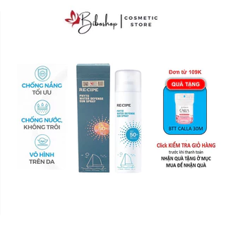 Xịt chống nắng Recipe SPF50+ PA++++ giúp bảo vệ, chống nắng tối ưu cho mặt và toàn thân chai 180ml - biboshop.nt