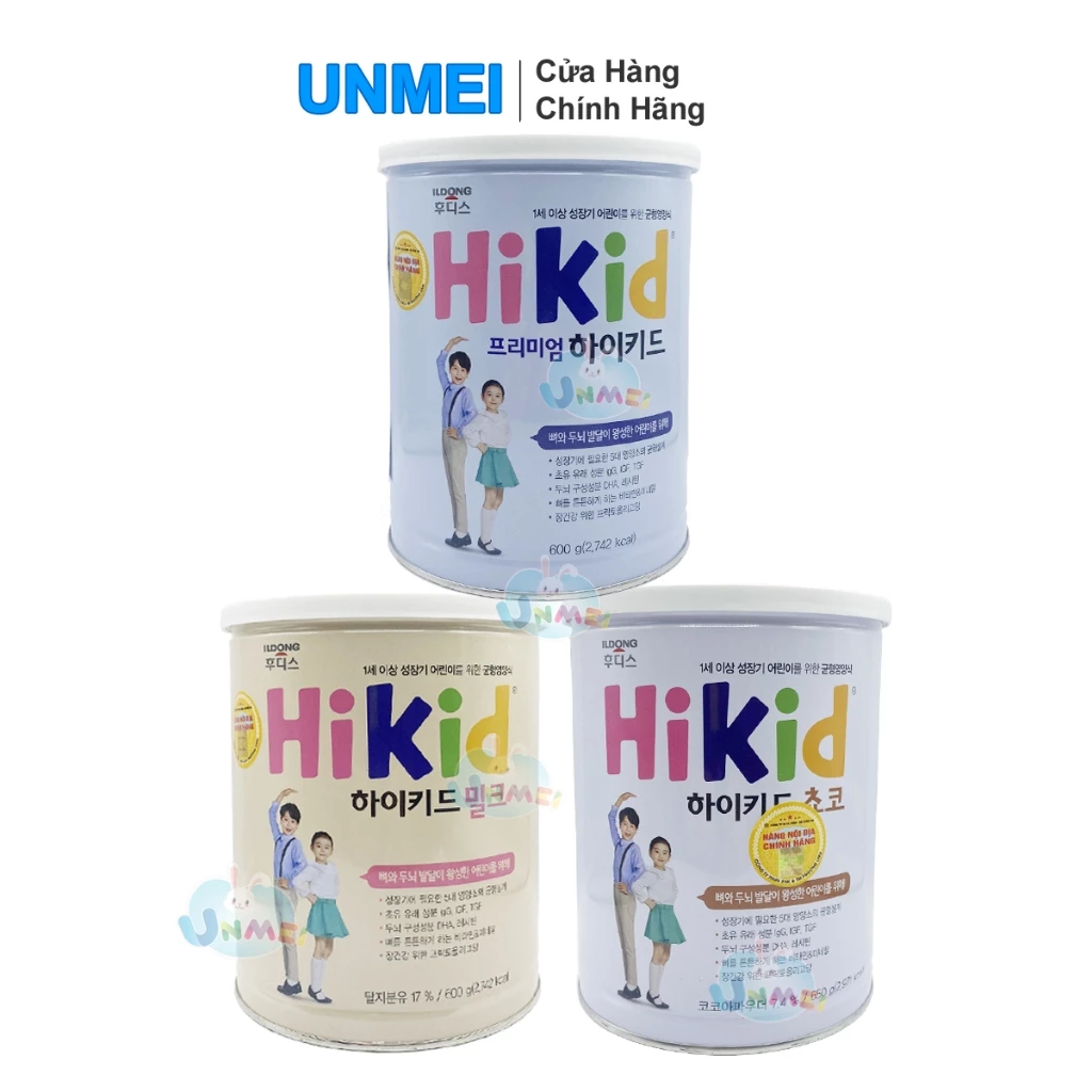(TEM PHƯƠNG LINH) Sữa Hikid Hàn Quốc Hương Vani 600g/Socola 650g/Premium 600g Dành Cho Bé Từ 1-9 Tuổi