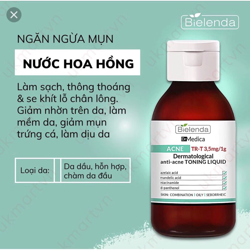 Toner Bielenda Dr Medica Anti-acne cho da dầu mụn nhạy cảm