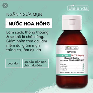 Toner Bielenda Dr Medica Anti-acne cho da dầu mụn nhạy cảm