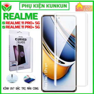 Kính Cường Lực Realme 11 Pro+ 5G Pro 5G màn cong - Dán keo UV cao cấp [Đèn UV]