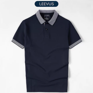 Áo Polo nam STRIPED COLLAR LEEVUS phối sọc cổ, vải CVC cá sấu, form regular APL320