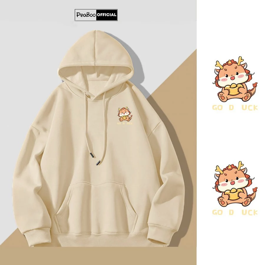 Áo Hoodie Rồng Good Luck Nam Nữ By PEABOO Unisex Chất Nỉ Lót Bông Mũ 2 Lớp Form Rộng