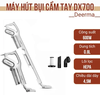 Máy Hút Bụi Gia Đình Cầm Tay 2 Chế Độ Deerma DX700 Công Suất Lớn 600W Công Nghệ Lốc Xoáy Cùng Bộ Lọc HEPA TN01