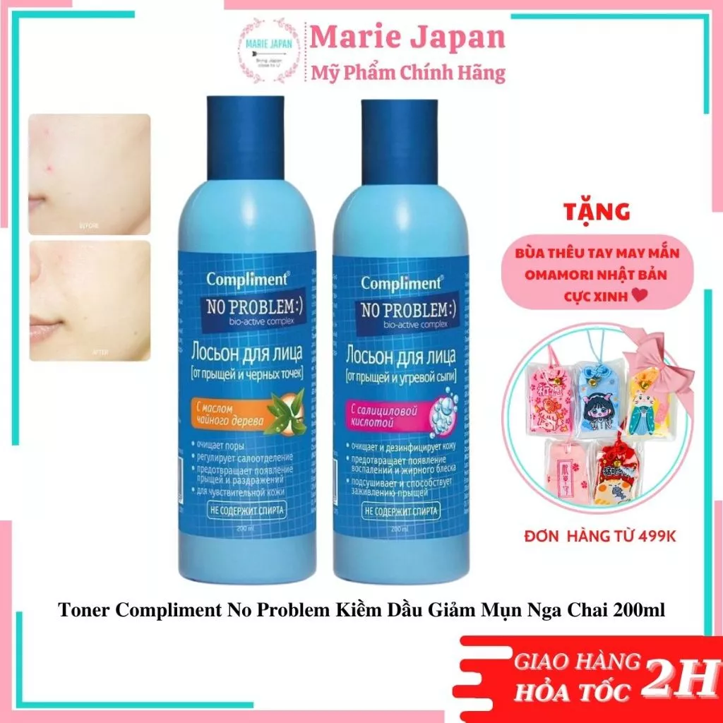 Toner Compliment No Problem kiềm dầu giảm mụn Nga Chai 200ml