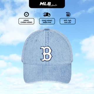 Mũ lưỡi trai jeans MLB logo thêu Boston hàng xuất dư phong cách Hàn Quốc, vải kaki cao cấp, nón lưỡi trai nam nữ unisex