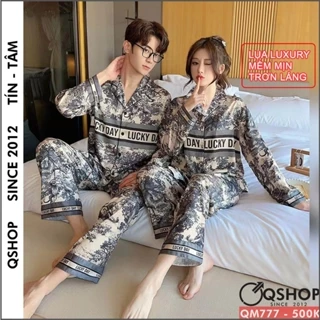 Bộ Pijama cặp đôi lụa Luxury cao cấp mềm mịn trơn láng sang trọng đẳng cấp QM777