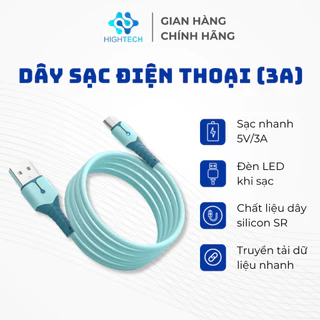 Cáp Sạc Nhanh 3A HT-DC08 Đèn LED Báo Hiệu Đang Sạc, Dây Sạc Nhựa An Toàn - HIGHTECH STORE